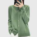 Green round neck button cardigan