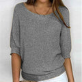 Gray round-neck knit jumper