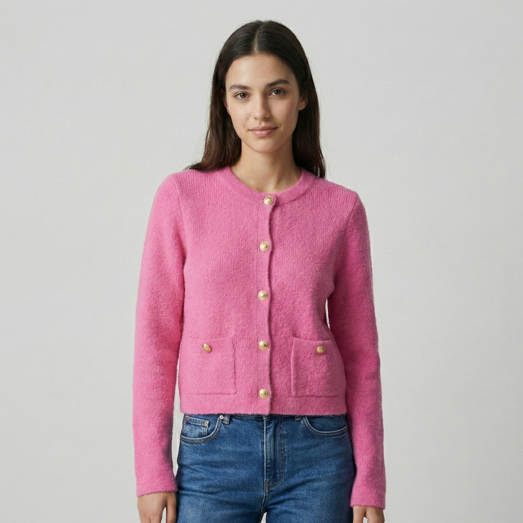 Lilian | Gold Button Knit Cardigan