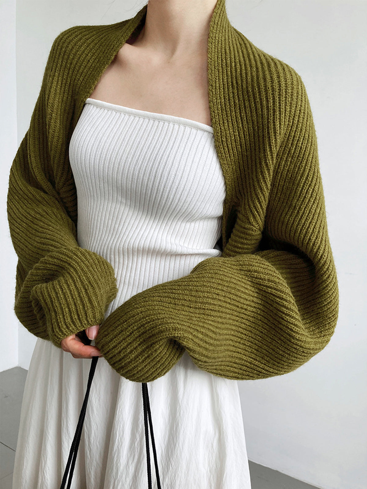 Eugenie | Ribbed Bolero Shrug Cardigan