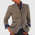 Caramel stand collar tailored blazer