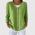 Green v-neck button-front cardigan