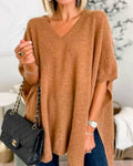 Camel v-neck wool blend cape poncho