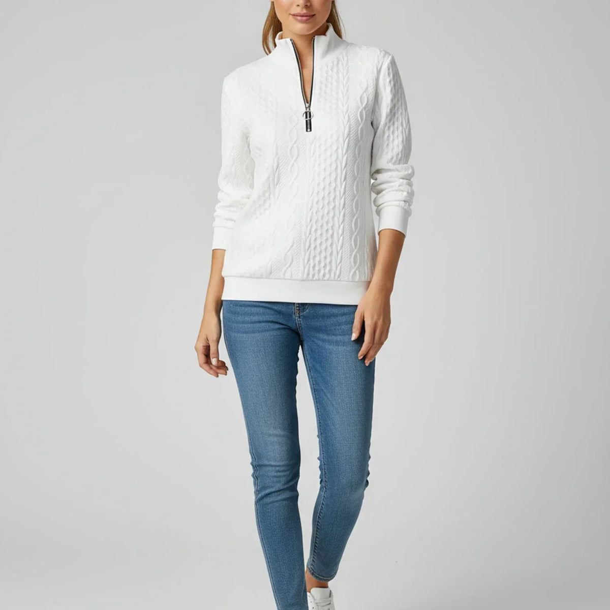 Maureen | Cable Knit Quarter-Zip Jumper