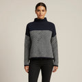 Philippa | Wool Herringbone Roll Neck Jumper